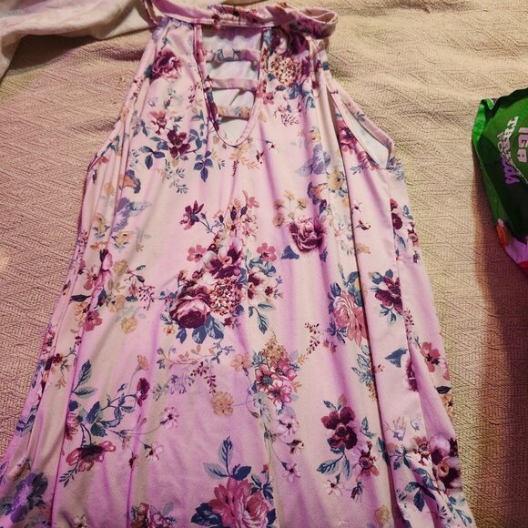 Bibi Floral Waffle Ruffled Tank Top - Picture 1 of 2